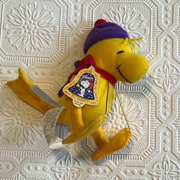 Peanuts Other - Whitmans Peanuts Woodstock Plush Winter Beanie Scarf Jingle Bell Snoopy Vintage